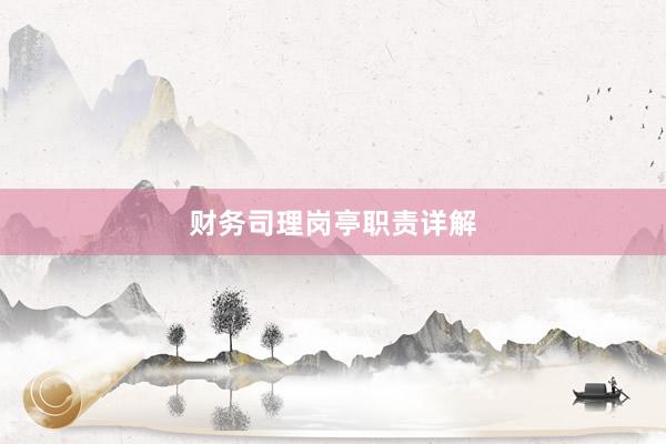 财务司理岗亭职责详解