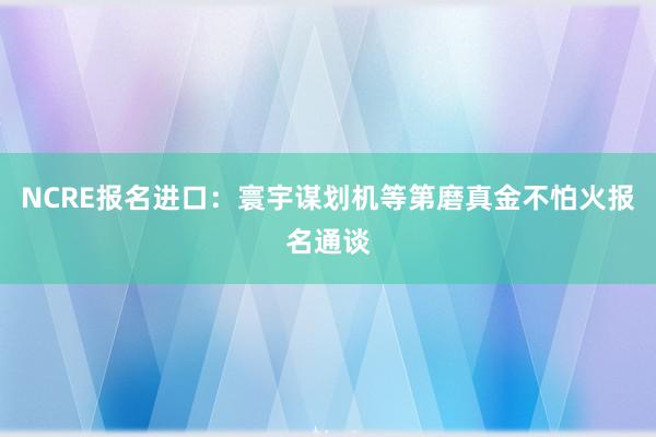 NCRE报名进口：寰宇谋划机等第磨真金不怕火报名通谈