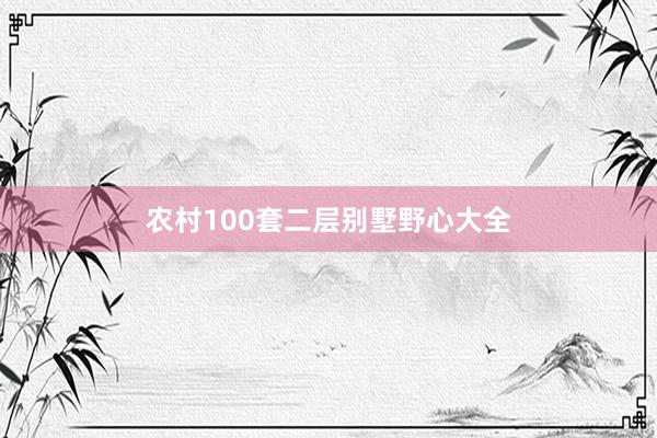 农村100套二层别墅野心大全